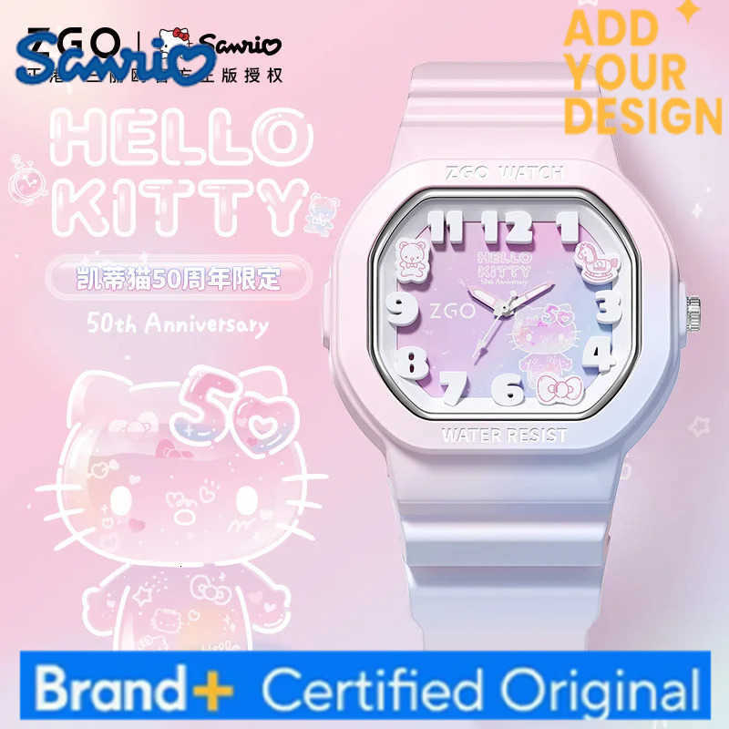 Sanrio New 50th Anniversary Hellokitty Watch For School Students Waterproof Luminous Quartz Watch Jelly Silicon Square Watch H2512231