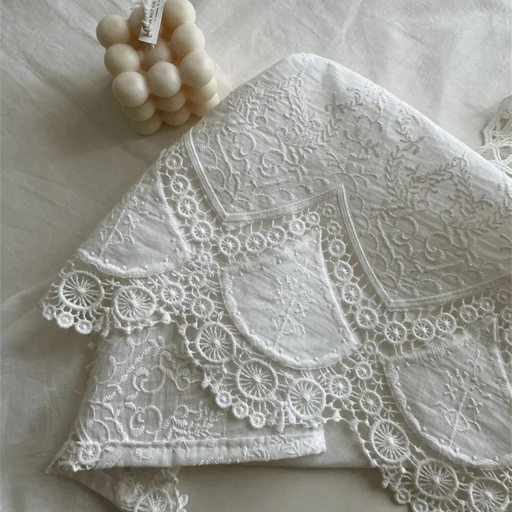 French White Lace Flower Embroidery Cotton Tablecloth for Wedding Party Decoration Table Cloth Table Cover 251222