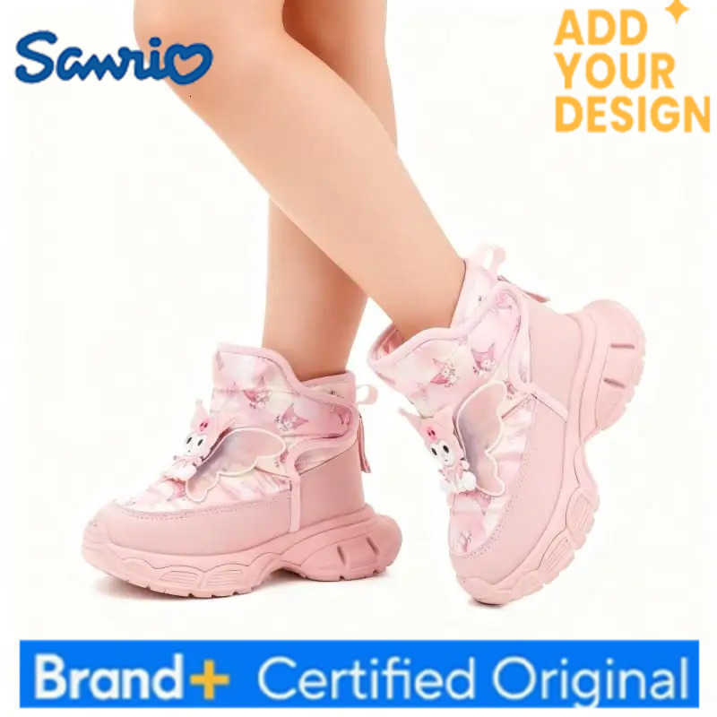 Sanrio KidsCasual Shoes Mid-Calf Boots PU Leather Cartoon Kuromi Winter Shoes For Girls Anti-slip Warm Pink Pruple Shoes Size 26-37 H251223