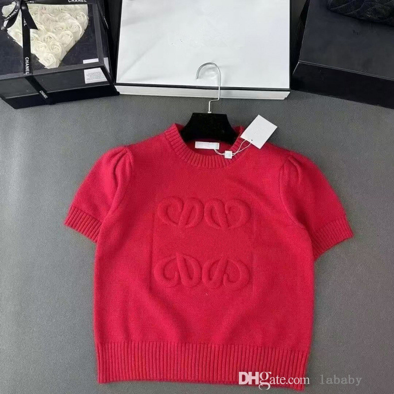 Knitted Designer Top Tees Womens Tops Knit Sweater Round Neck Short Sleeve Tshirts Pullover Sweaters Fashion Women Clothes