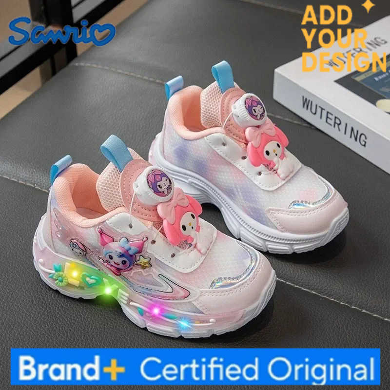 Sanrio Lovely My Melody Kawaii Illuminated Sports Shoes Breathable Kuromi Campus Princess Sneakers Fashion Gift for Kids H251223