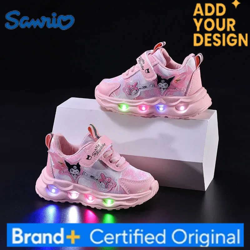 Sanrio hello kitty spring autumn lights Sneakers girl casual shoes waterproof children LED sports shoes soft-soled running shoes H251223