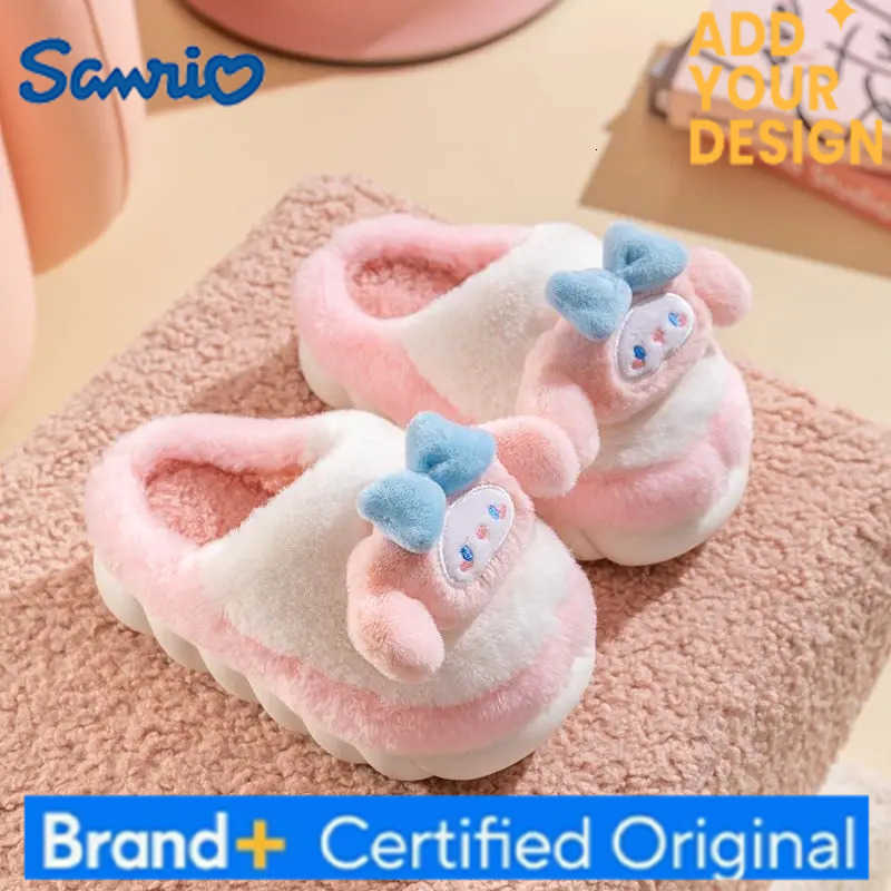 Sanrio Hot Kuromi Child At Home Slippers Kawaii Anime Casual Student Thickening Soft Sole Non-Slip Comfort Plush Slippers New H251223