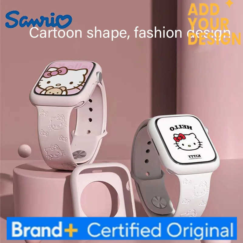 Sanrio Series Hello Kitty3D Engraving Printing Multicolor Kawaii Apple Silicone Replacement Watch Band Dial 2024 New Hot Sales H251223