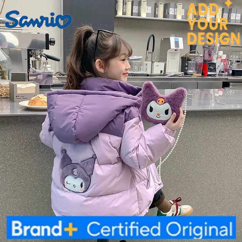 Sanrio Kuromi Girl Coat Down Cotton-Padded Jacket Winter Cartoon Student Cardigan Kawalii South Korea Jackets Keep Warm Sweet H251223