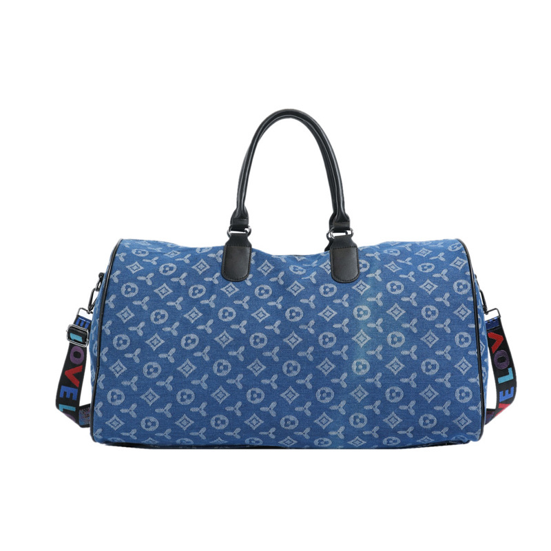 2025 New Classic Fitness Large Capacity Fashionable Trendy Printed Travel Bag For Woman and Man blue black