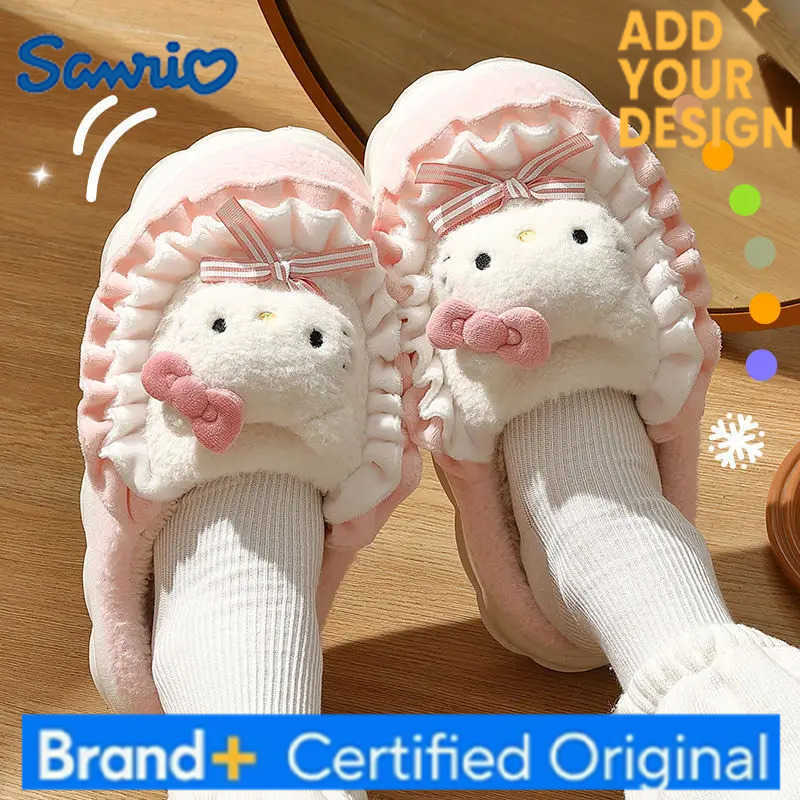 Sanrio Kids Slippers House Shoes Hello Kitty Winter Shoes For Girls Soft Bottom Warm Anti-slip Warm Blue Pruple Shoes Size 26-41 H251223