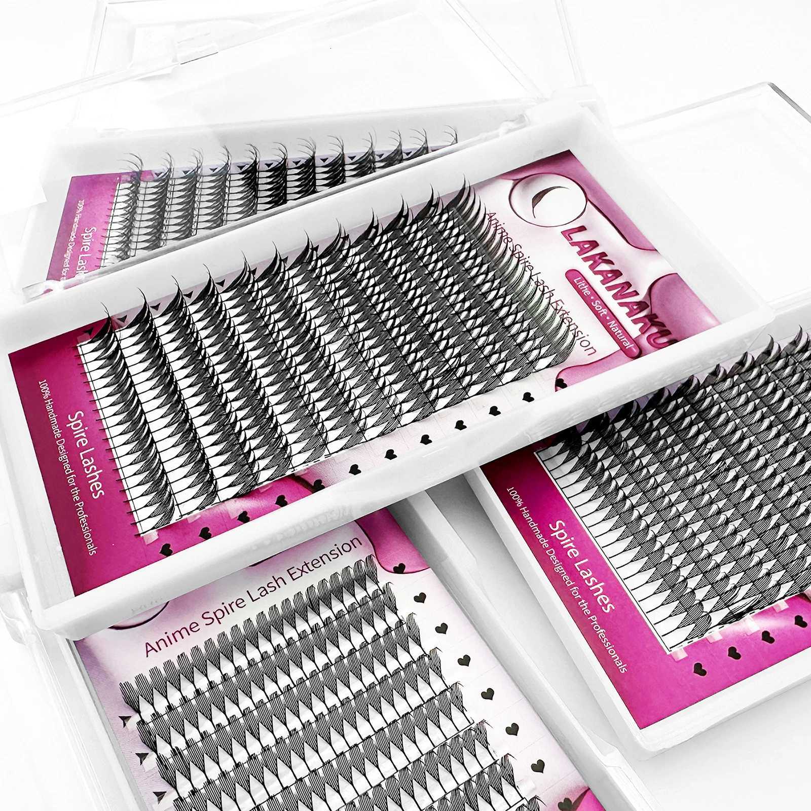 LAKANAKU Cashmere Anime Spire Individual Feather Eyelash Extensions C CC D Curl Manga Style Lashes ExtensionsT251223