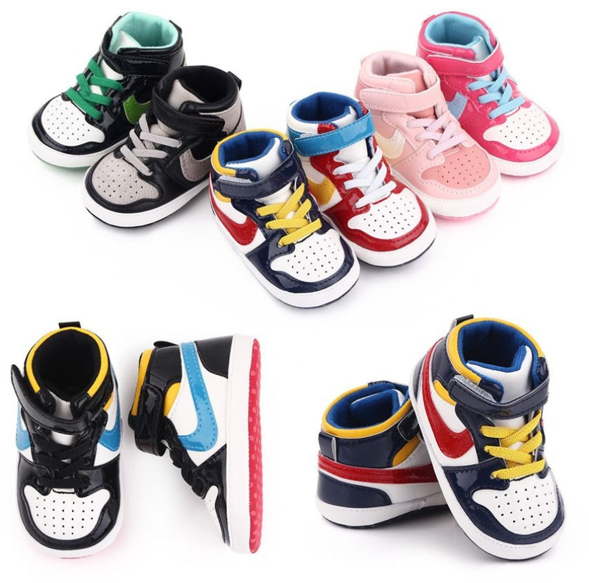 0-1age Kids Designers First Walkers Newborn Baby Boys Girls Toddler Shoes Crib Soft Bottom Lace Up Sneakers