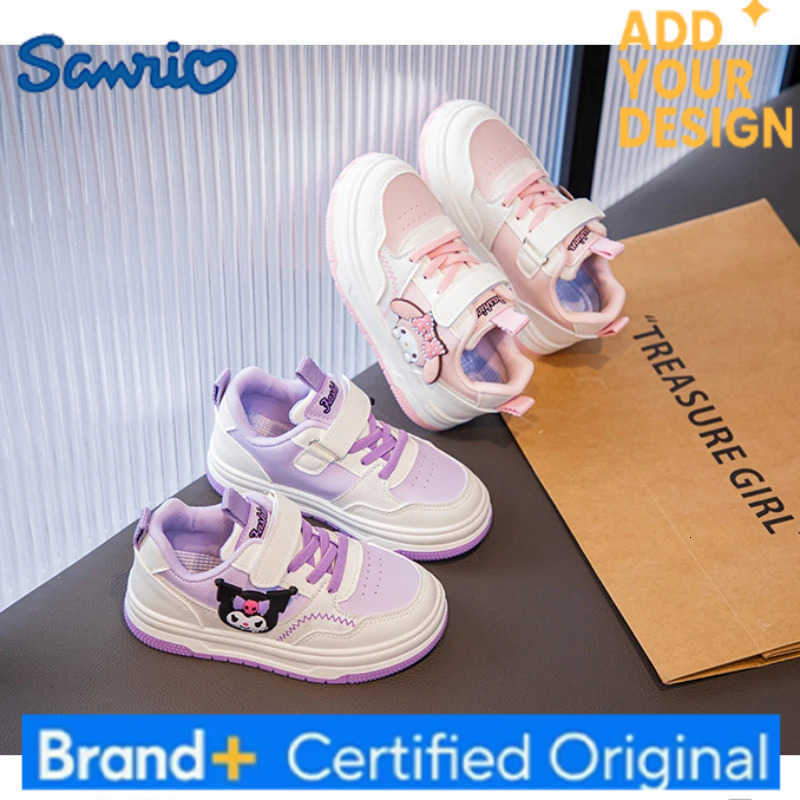 Sanrio KidsCasual Shoes Girls Cartoon PU Leather Spring Outdoor Sneakers Breathable Anti-slip Pink Purple Size 26-37 H251223