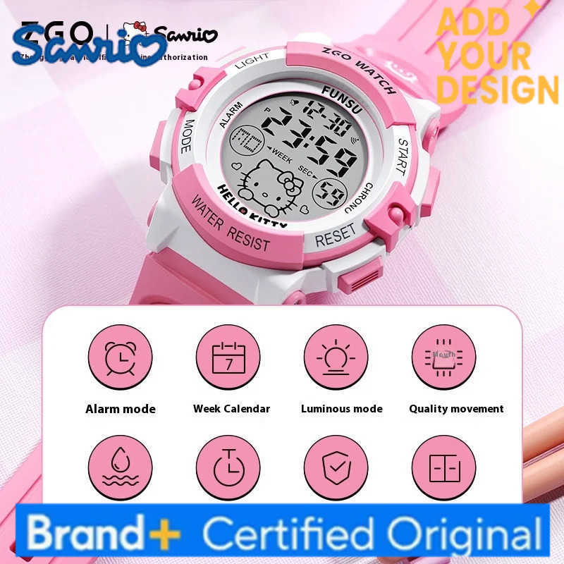 Sanrio Hello Kitty Watch Sports Waterproof Luminous Digital Watch Gifts For Female Students Kawaii Kids Watch Gift Toy Watch H251223
