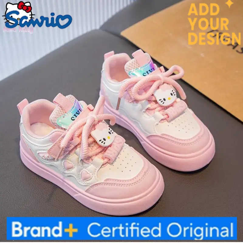 Sanrio Kawaii Girls Hello Kitty Sneakers Anime Cartoon Spring and Autumn New Casual Board Shoes Soft Sole Running White Shoes H251223