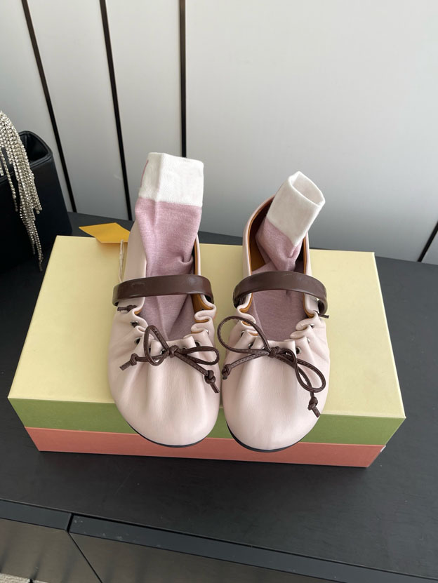 Women's pleated bow dance shoes, small leather shoes, flat heel slim fit lazy shoes 35-40