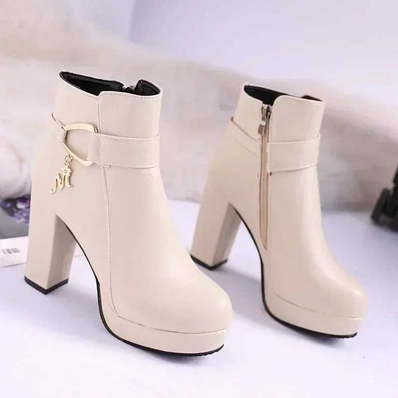 Fashion 2025 Womens High Autumn Winter Chunky Heel Platform Shoes Side Zippers Ankle Boots Plus Size 33-42T251223