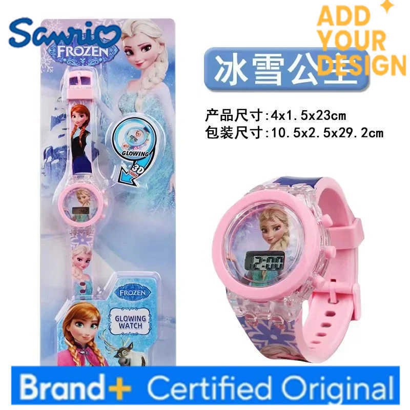 Sanrio Hello Kitty Child Glow Cartoon Electronic Watch Action Figure Kuromi My Melody Cute Luminous Toy Watch Kids Gifts Boxed H251223