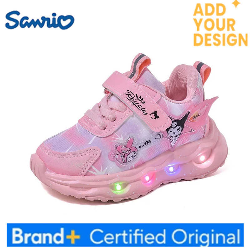 Sanrio hello kitty spring autumn lights Sneakers girl casual shoes waterproof children LED sports shoes soft-soled running shoes H251223