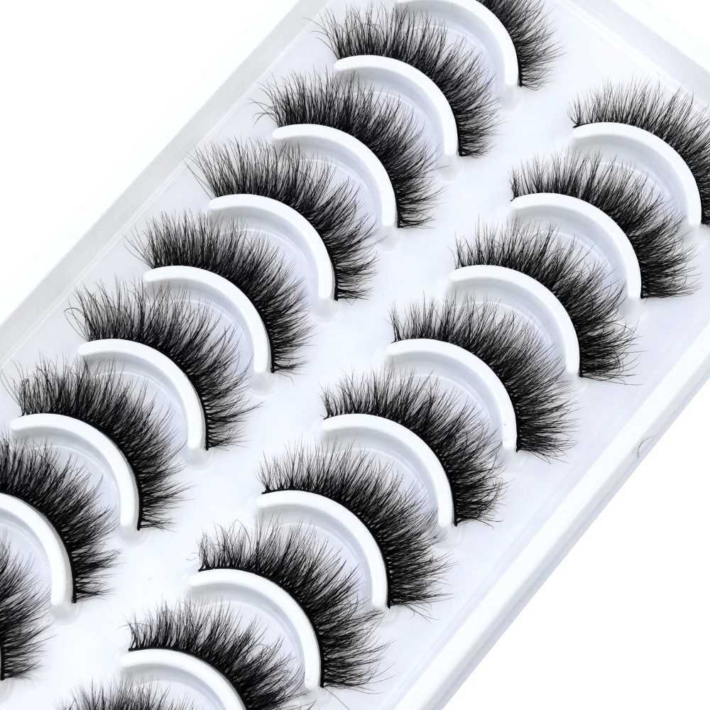 HBZGTLAD 10 Pairs 3D Faux Mink Lashes Fluffy Soft Full Thick Wispy Natural long False Eyelashes Curly lashes wholesale lashesT251223