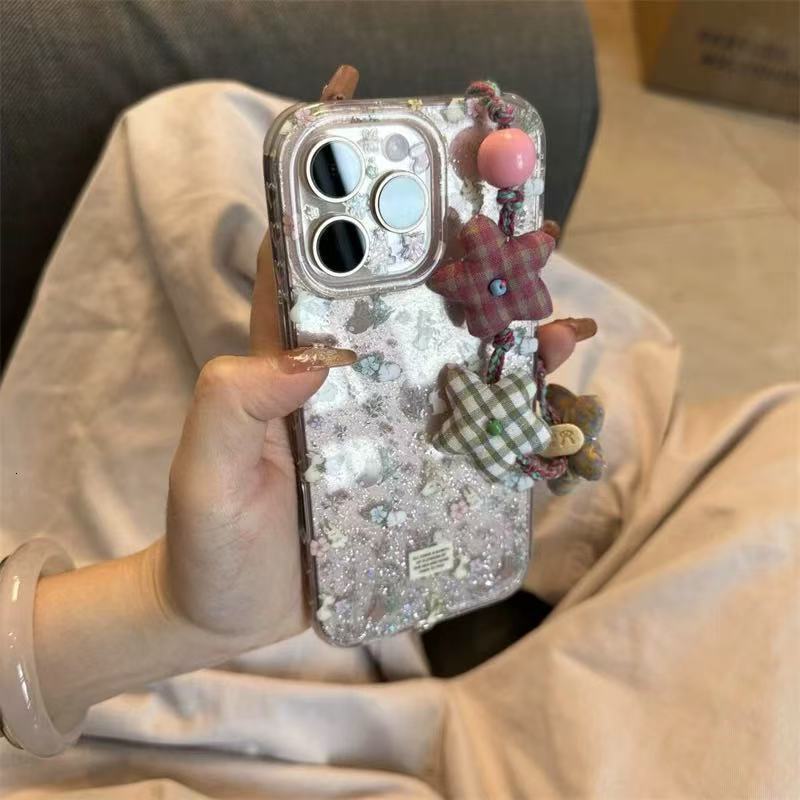 Ins Small Floral Jungle Little Purple Rabbit Chain for iPhone 16 Pro Max Apple 15 Phone Case 14 Women 13