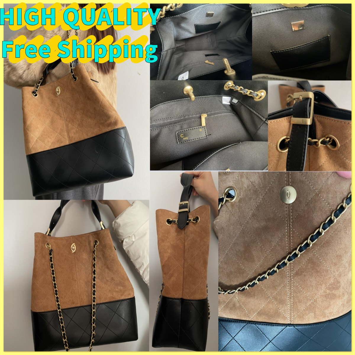 CC Top Quality Designer bagchannle Suede Tote Bag Designer Bucket Bag Luxury Bag Shopping Bag tote bag Chain Shoulder Bag Underarm Bag CC Bag Single Handle Bag fb