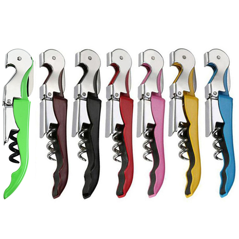 Stainless Steel Bottle Opener Knife Pull Tap Double Hinged Corkscrews Household Kitchen Tools 9 Colors