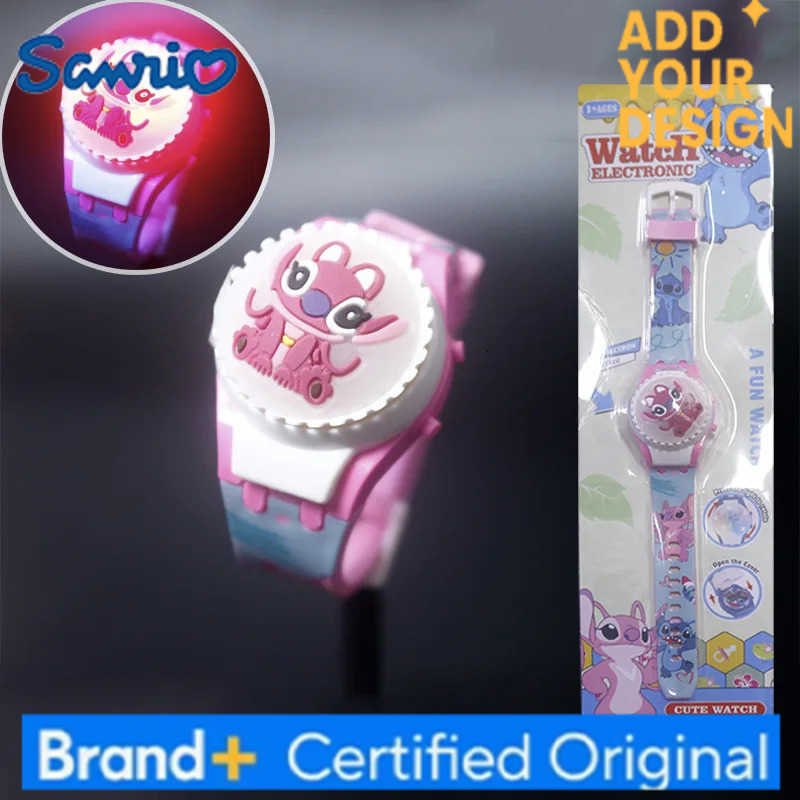 Sanrio New Spiderman Kids Watches For Boys Cartoon Hello Kitty Stitch Children Rotate Watch with Flash Light Girls Toys Clock H251223