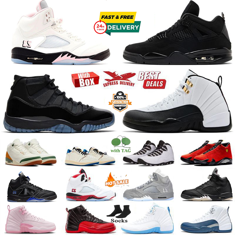 with Box 4s 5s 11s 12s Basketball Shoes Bugs Bunny Gamma Blue Black Cat Taxi Pearl Pink Off Noir Wolf Grey Fruits Of Our Labor Fragment Steel Men Women Designer shoes