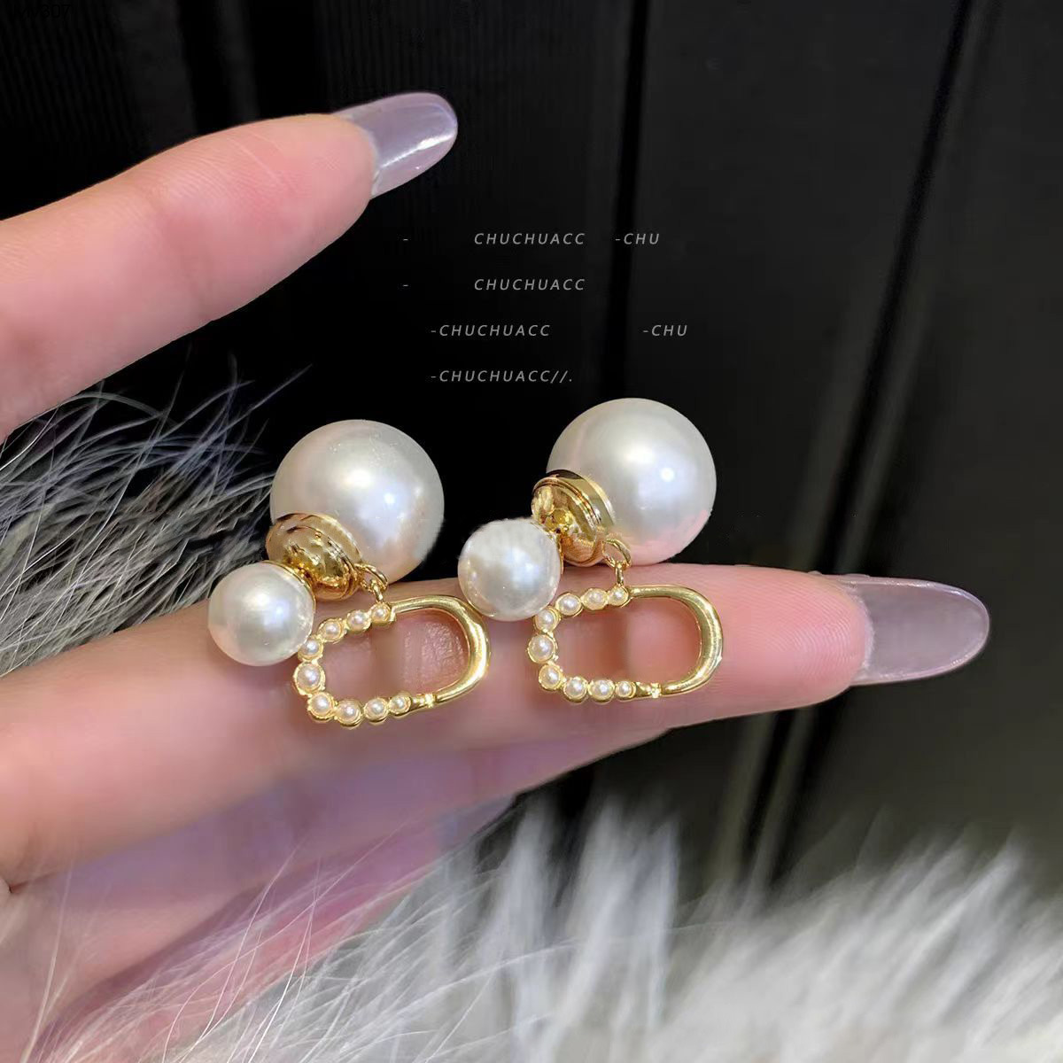 Stud Letter Pearl Earrings Lady designer earrings Jewelry set All match Elegant Stainless Stud for women Luxury gift party French style Mother-of-Pearl earring