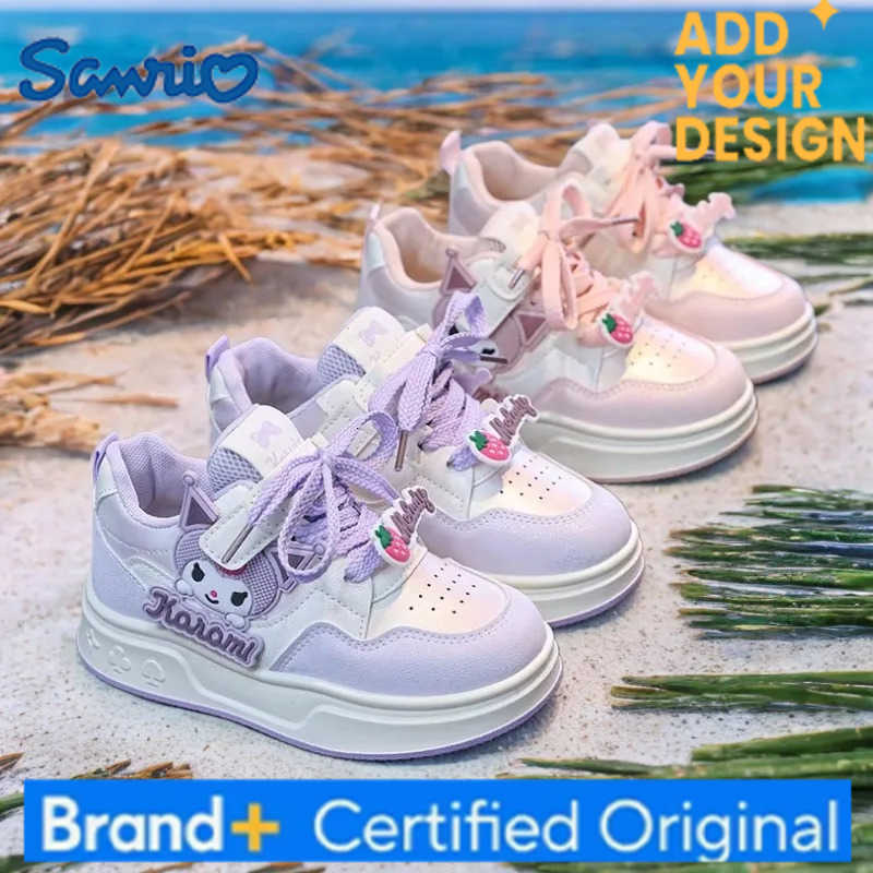 Sanrio Girlss Fashion Sneakers Kids Anti-skid Casual Shoes Cartoon Anime Kuromi Thick Soles Shoes Childrens Board Shoes Size 26-37 H251223