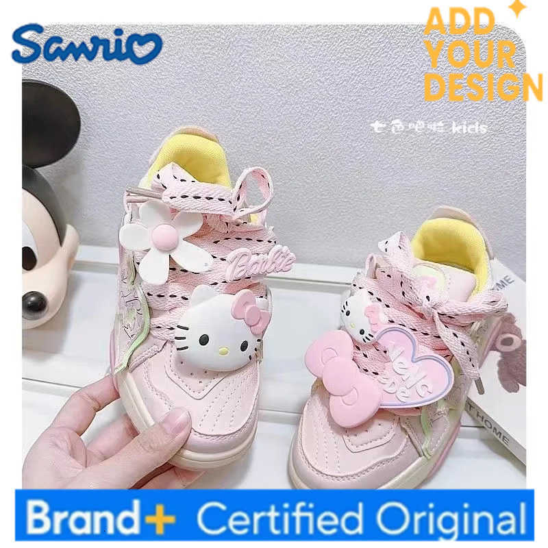 Sanrio 2025 New Hello Kitty plus size Branded For Female Students Soft Girl kids Canvas Shoes red bow child childrens pink Skate Shoes H251223