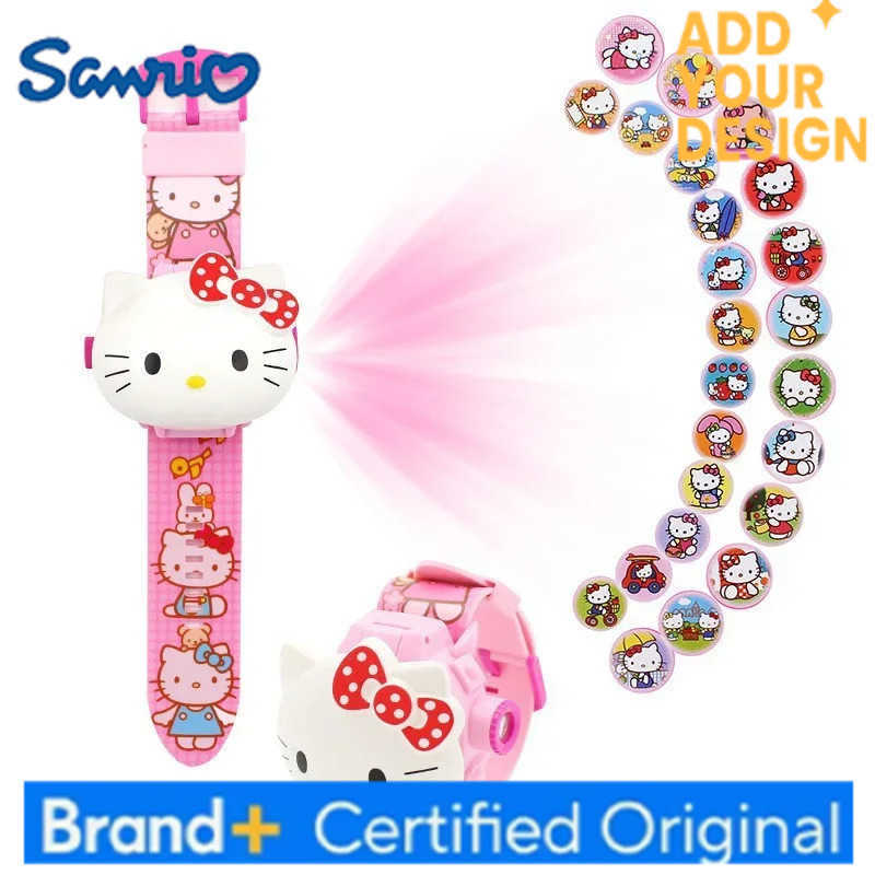Sanrio Sanrios 3D Projection Digital Watch Kawaii Hello Kitty Kuromi Cinnamoroll Anime Action Figure Toy Watch Flip Popular H251223
