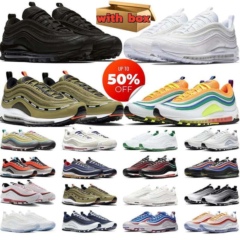 With Box Designer Running Shoes 97s Men Women Platform Sneakers 97 Triple Black White Olive Sean Wotherspoon Outdoor Sports Trainers Size36-45