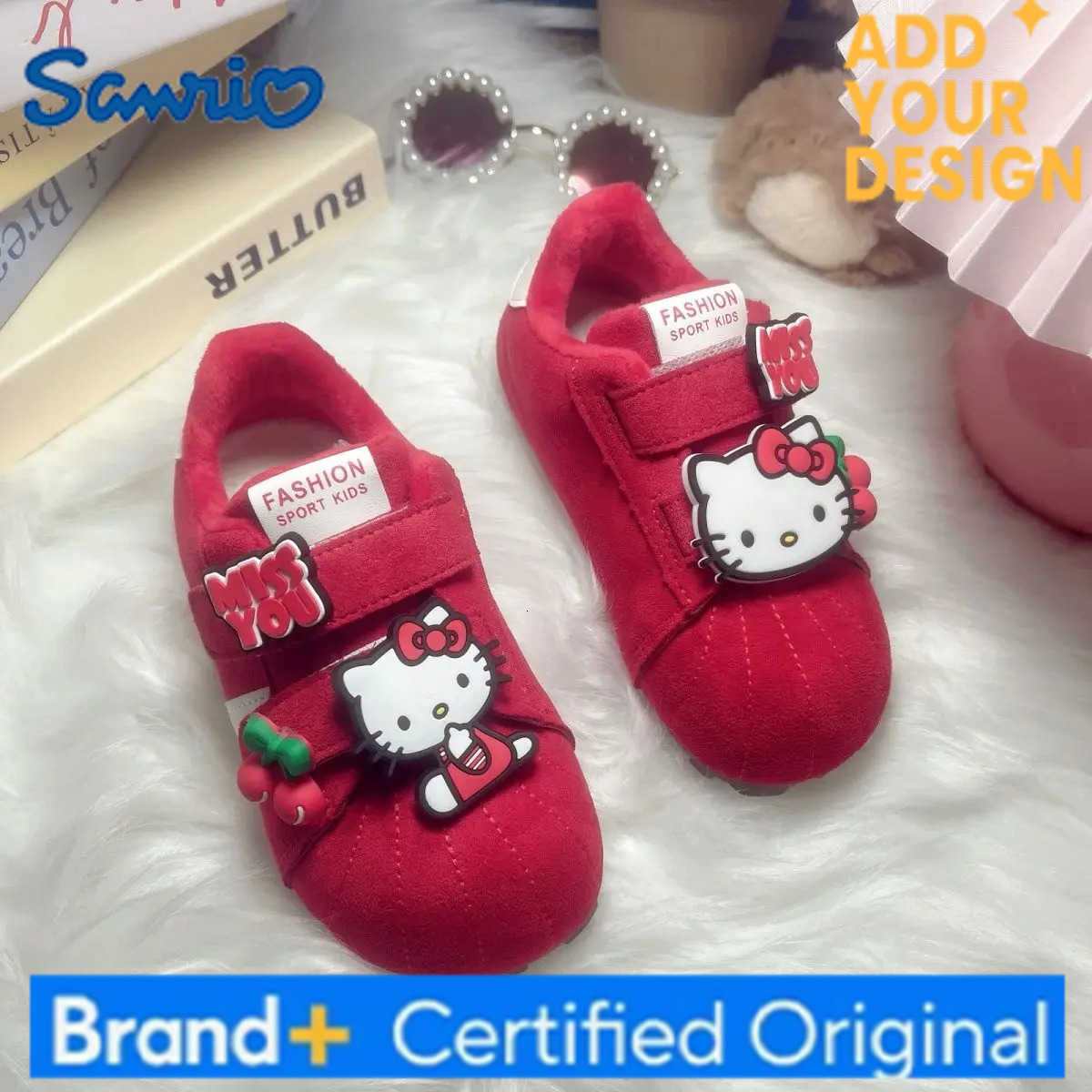 Sanrio Hello Kitty Autumn and Winter Kids Sports Shoes Fleece Lined Girls Board Shoes New Warm Casual Shoes Children Sneakers H251223