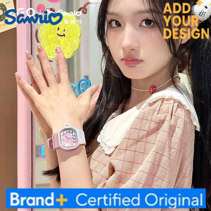 Sanrio New 50th Anniversary Hellokitty Watch For School Students Waterproof Luminous Quartz Watch Jelly Silicon Square Watch H2512231