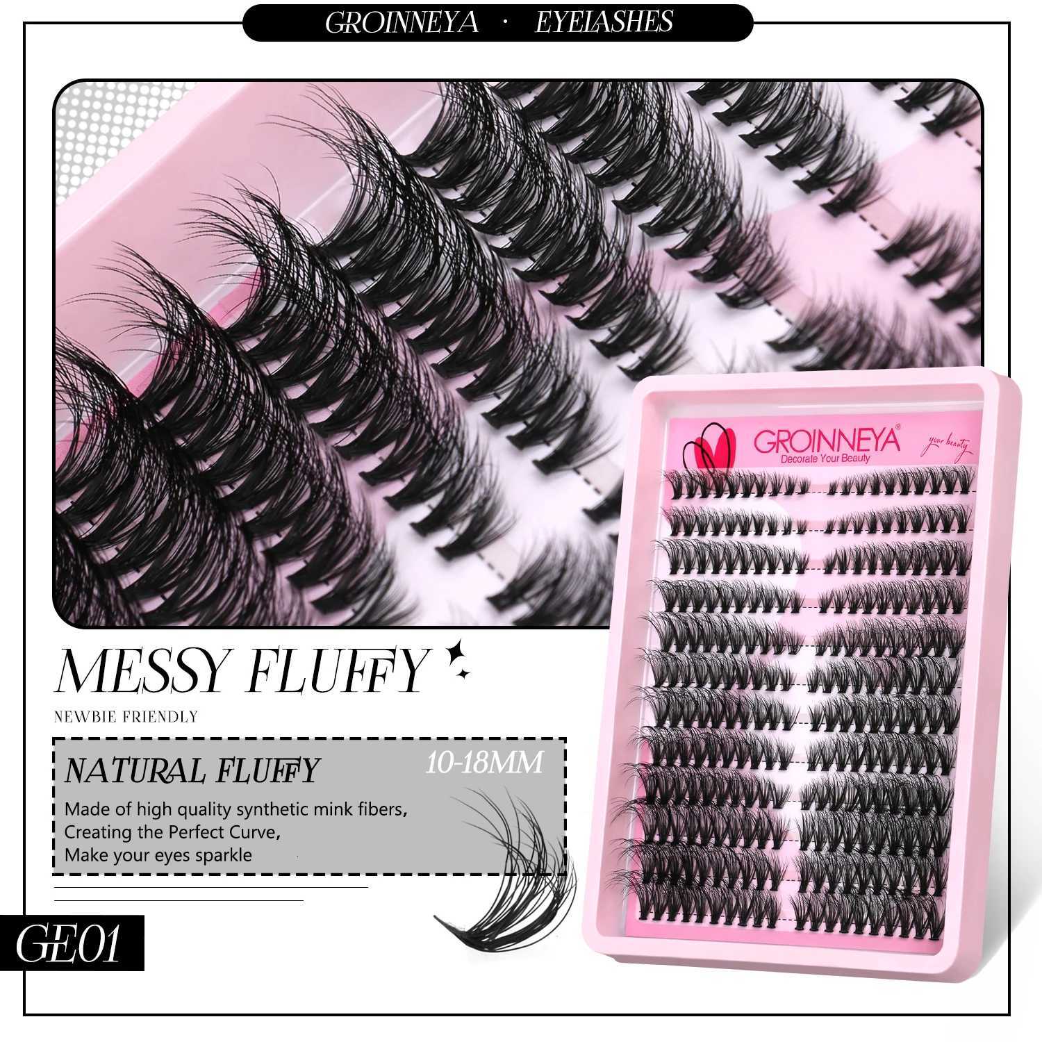 GROINNEYA Lashes Cluster Kit Cat Lashes DIY Lash Extension Kit Lash Bond Seal Eyelash Clusters Set MakeupT251223