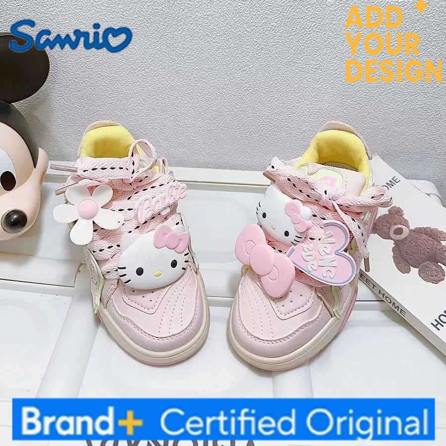 Sanrio 2025 New Hello Kitty plus size Branded For Female Students Soft Girl kids Canvas Shoes red bow child childrens pink Skate Shoes H251223