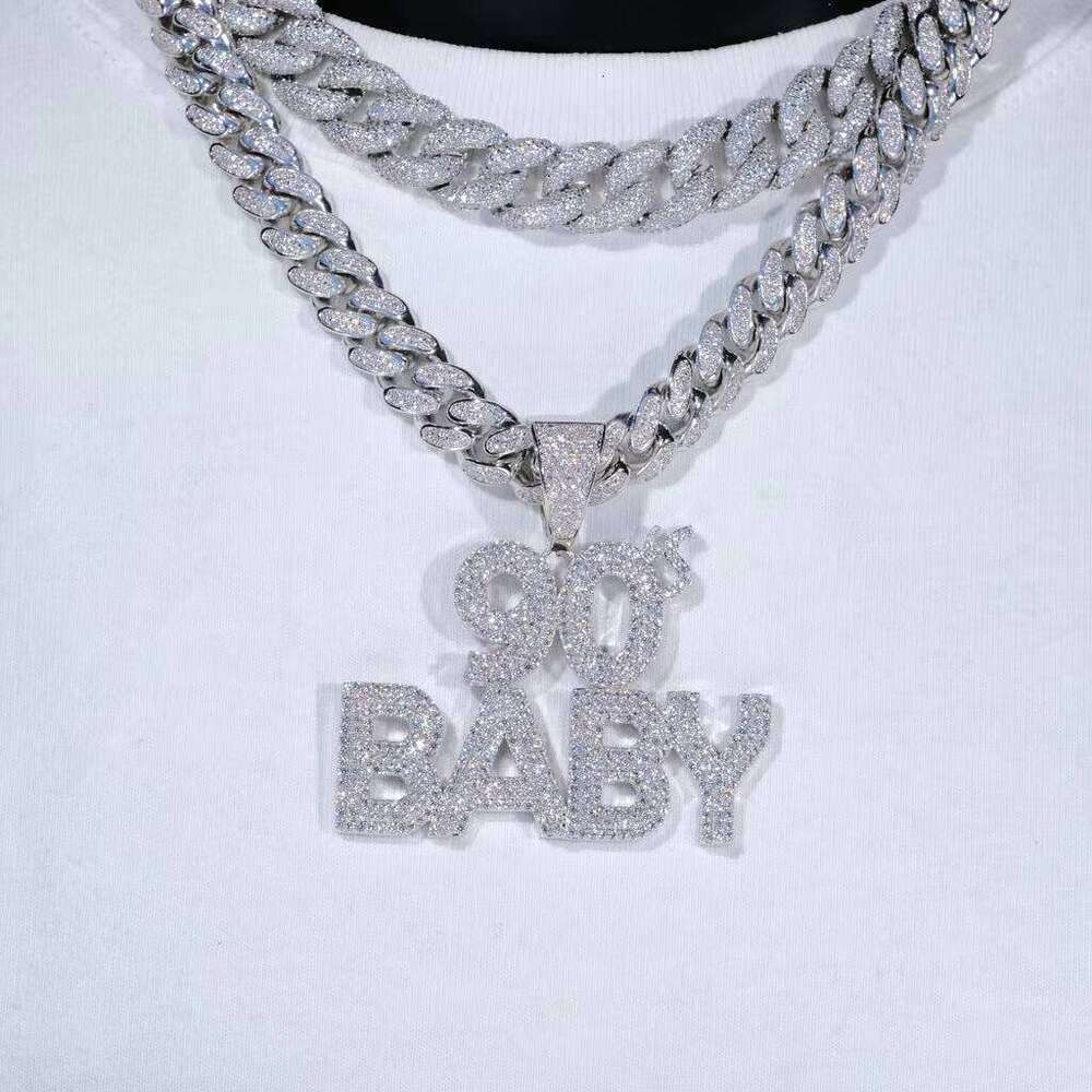 80s 90s 2k Baby Hip Hop Men's VVS Moissanite Pendant Necklace Factory High Quality