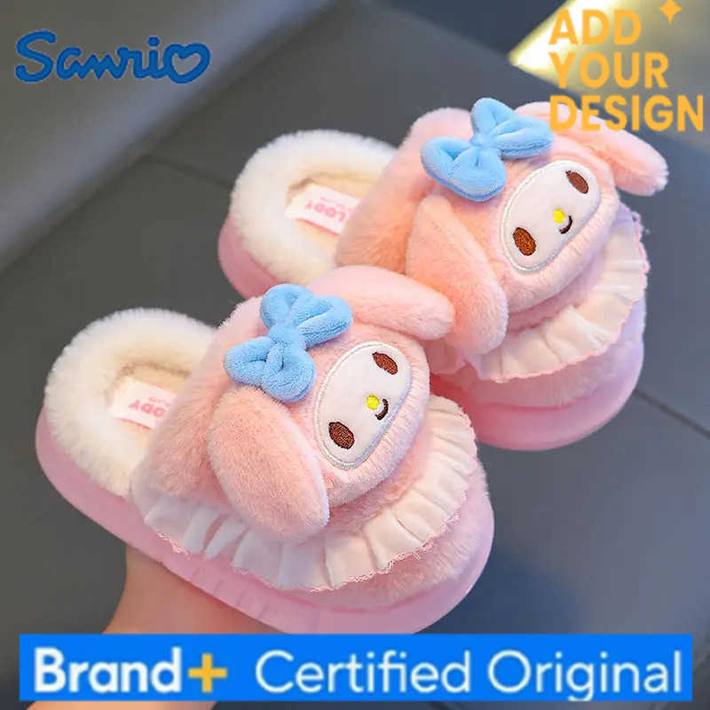 Sanrio Cotton Hello Kitty Children Slipper Melody Cartoon Anime Kuromi Cute Girl Eva Plush Warm Home Slippers Cotton Shoes Gift H251223