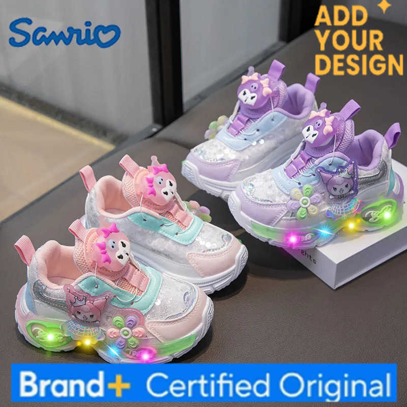 Sanrio hello kitty spring autumn children new sports shoes princess lighting casual shoes girls rotating button running shoes H251223
