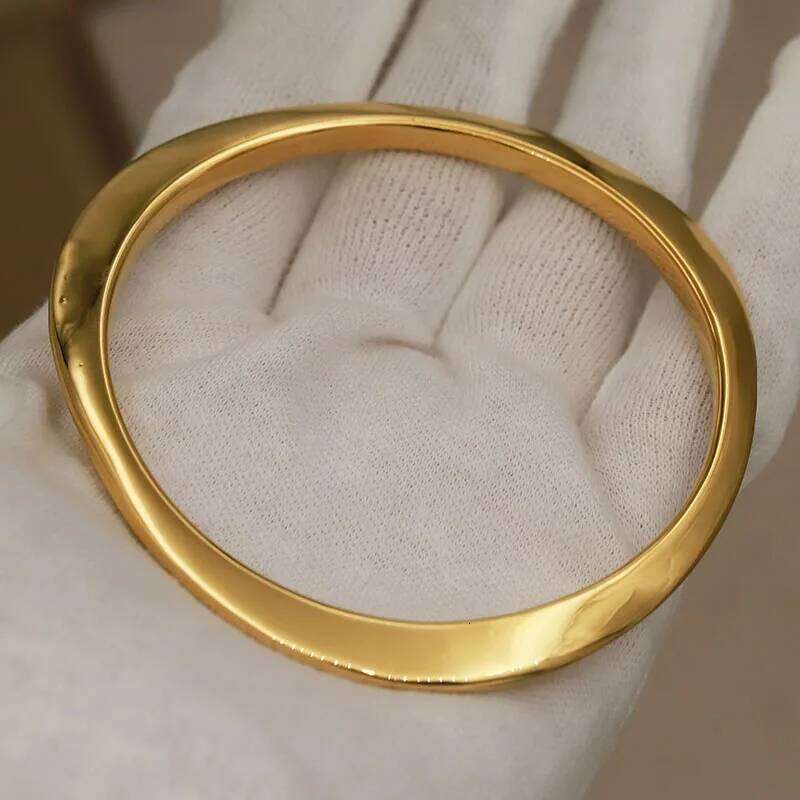 316L Classic Stainless Steel Metal Irregular for Women Elegant Bangles Rust-proof Bangle Wrist Jewelry 25L1223