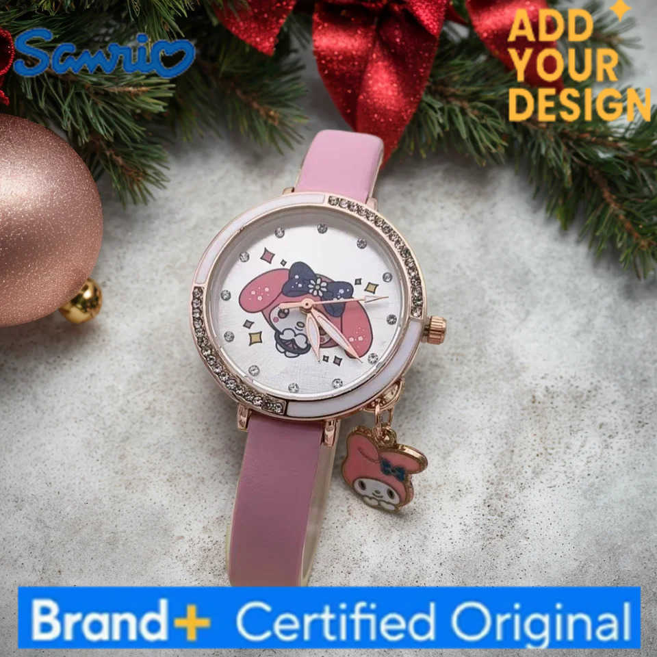 Sanrio Hello Kitty Kuromi Melody Cinnamonroll children watches Girls Kids Gift Wristwatch Leather strap metal dial H251223