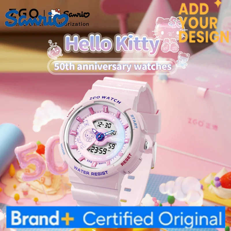 Sanrio Hello Kitty Ladies Electronic Watch Cute and Stylish Multi-functional Dual-Display Sports Digital Watch Gift 8573 H251223