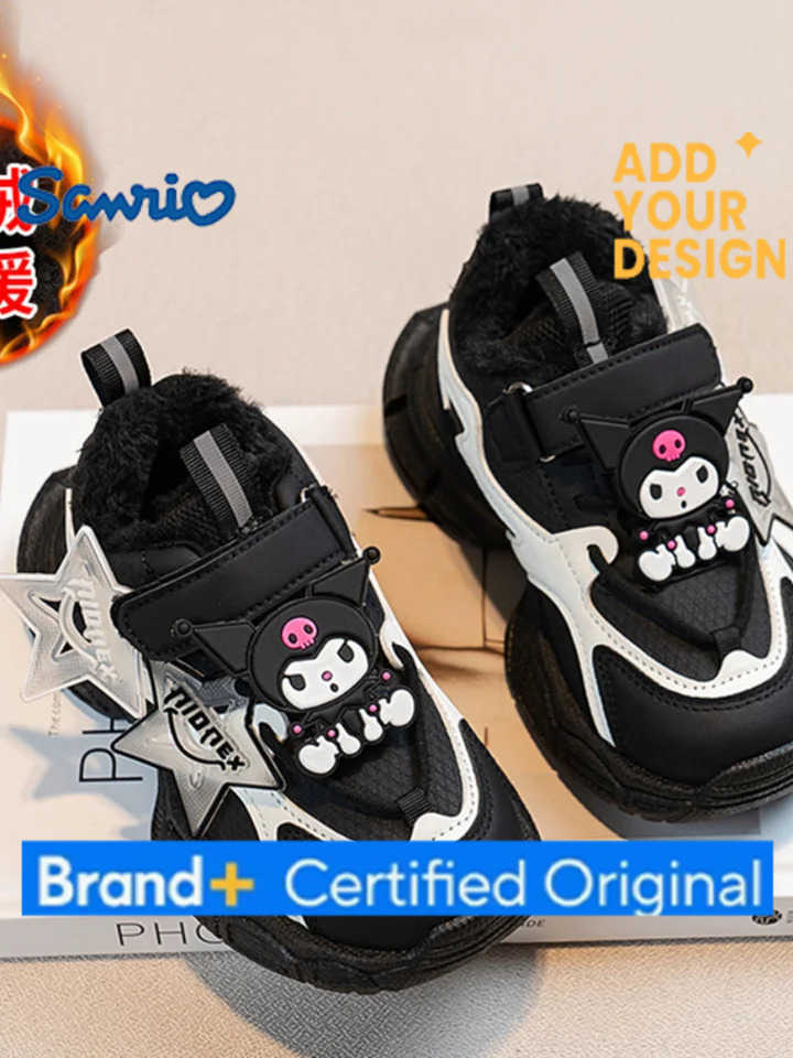 Sanrio Hot Kuromi Girl Winter Fashion Leisure Cotton Shoes Student Keep Warm Cartoon Child Fleece-Lined Clunky Sneaker New Style H251223