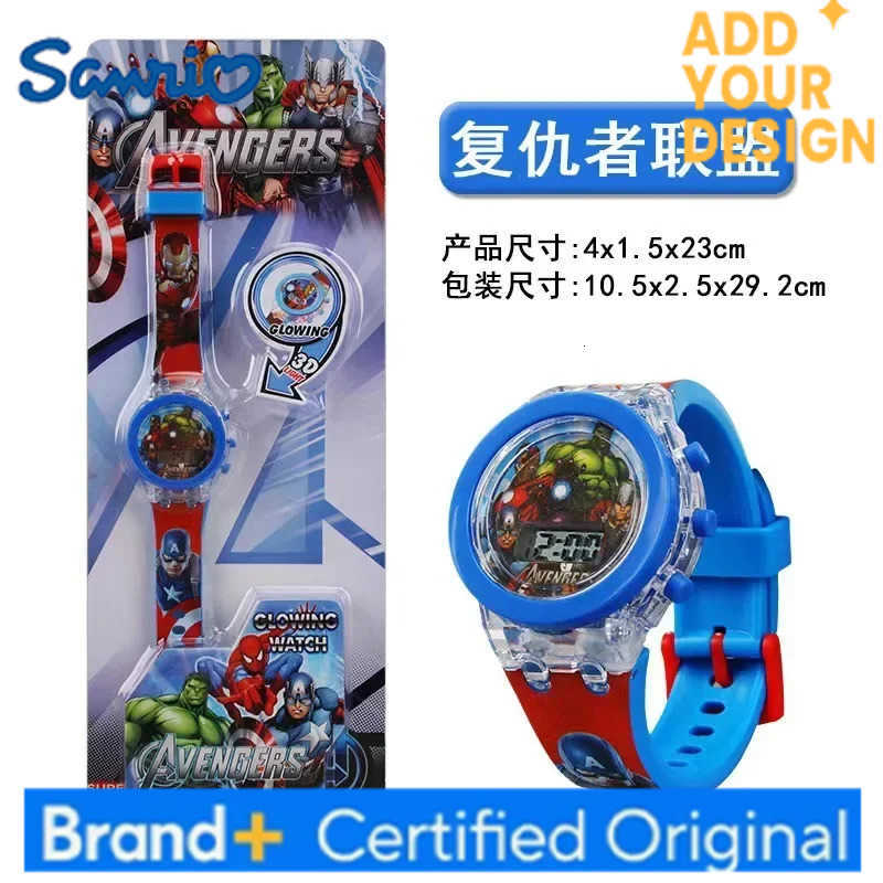 Sanrio Hello Kitty Child Glow Cartoon Electronic Watch Action Figure Kuromi My Melody Cute Luminous Toy Watch Kids Gifts Boxed H251223