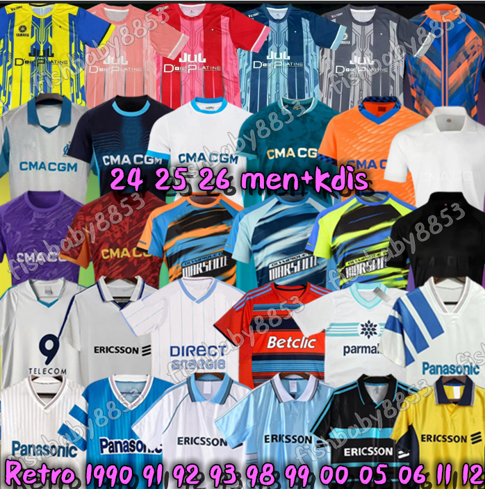Maillot Retro 1990 91 92 93 marseilL e jersey soccer 24 25 26 mens kids PIRES CANTONA WADDLE PELE PAPIN BOLI Vintage 98 99 00 05 06 11 12 GREENWOOD NDIAYE OM Football Shirts
