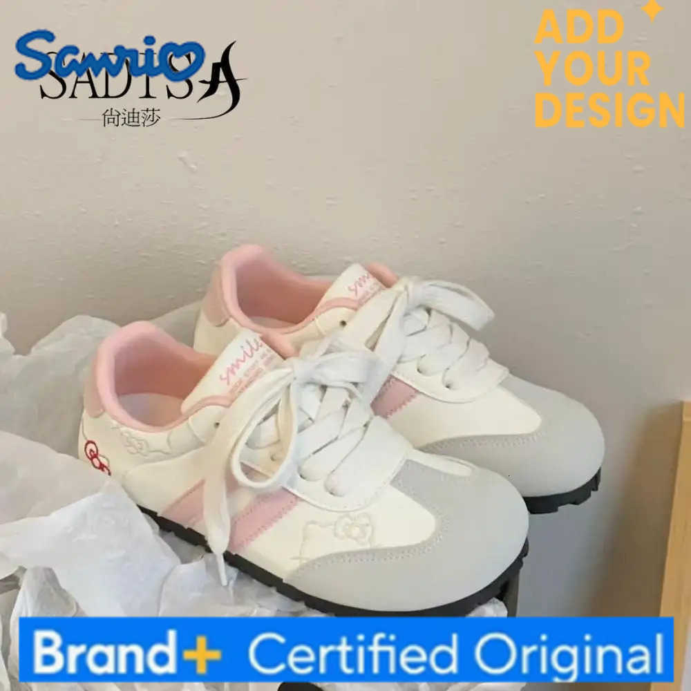 Sanrio Cute Sneakers Hello Kitty Casual Shoes Girls Cartoon Embroidery Thick Bottom Shoes Anime Kt Women Kawaii Anti-Slip Sports Shoes H251223
