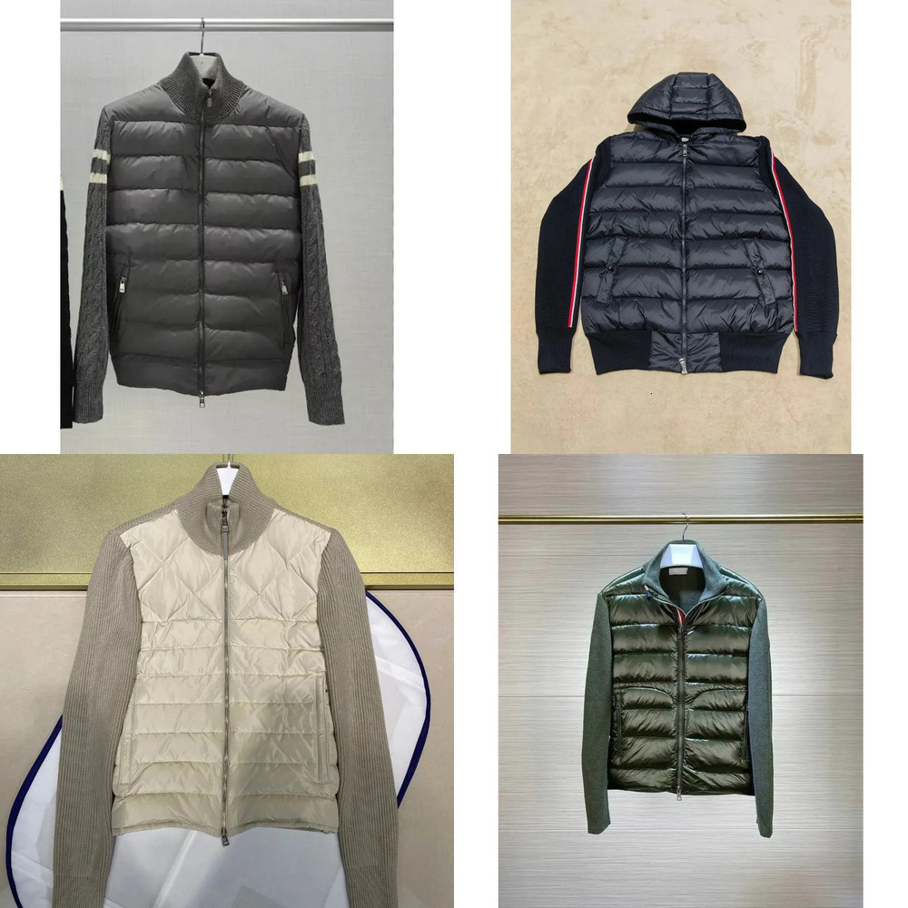 Designer Mens Parkas Men's Embroidered Badge Stand Collar Knitted Splice Lightweight Women Down Casual Jacket Fluffy Coat Sweater 58