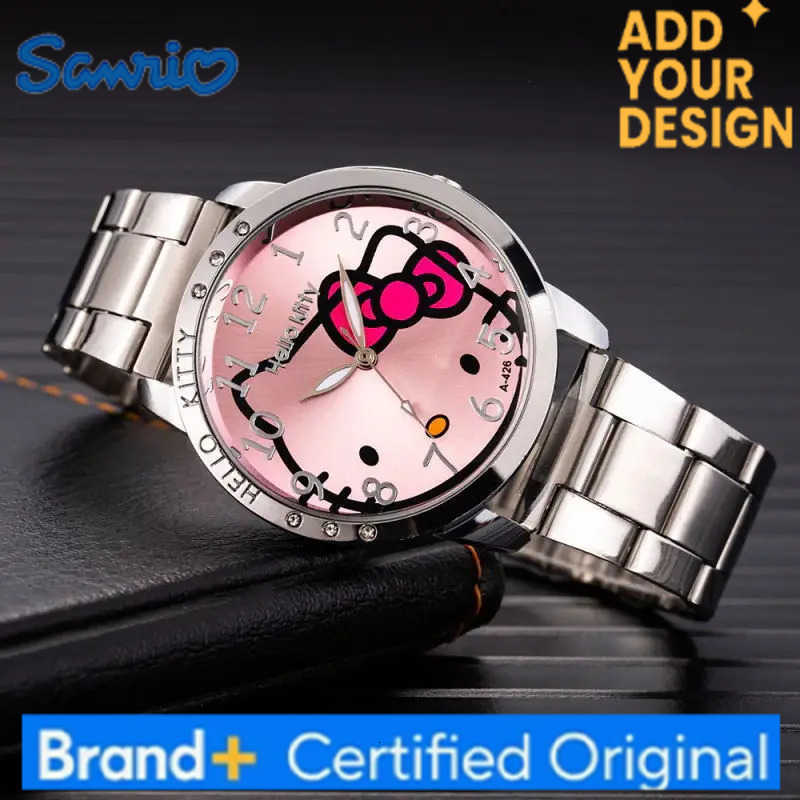 Sanrio Hot Sales Casual Simple Steel Band WomenS Watch Hello Kitty Fashion Cartoon Kawaii Quartz Watch Girls Birthday Gift H251223