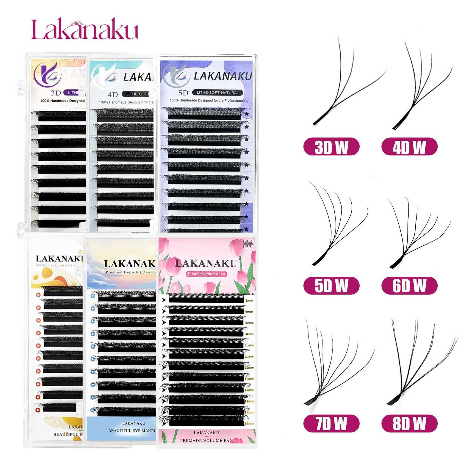 LAKANAKU Cilios YY 3D 4D 5D 6D 7D 8D W Clover 5d Lash Extensions Ciglia Volume Brasileiro Y Shape EyelashesT251223