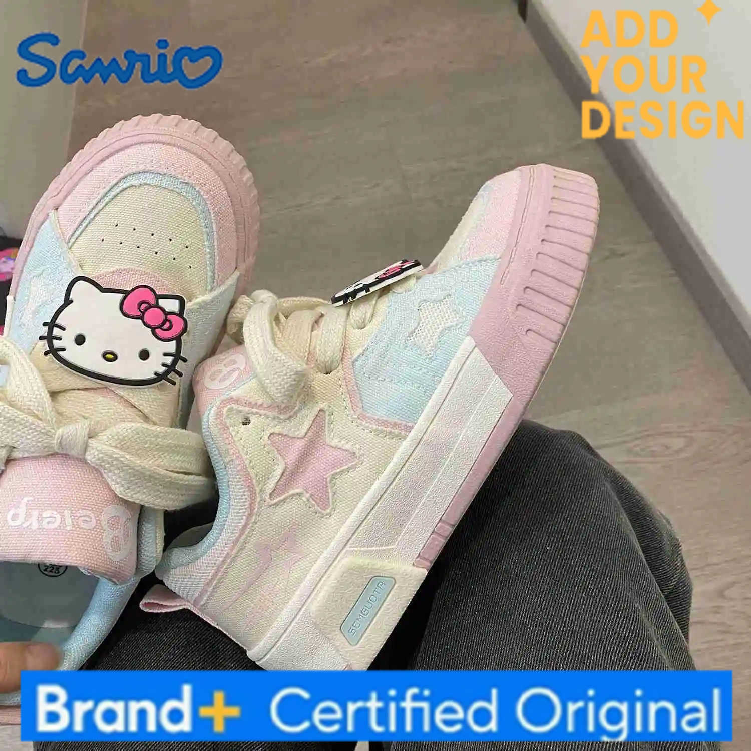 Sanrio Hello Kitty Thick Soled Canvas Shoes Women Fashion Cute Sports Board Shoes Japanese Style Harajuku Versatile Casual Shoes H251223