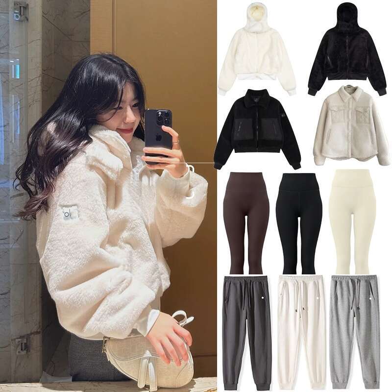 Alonessitys Sets Jacket Women Clothes Leggings Pant Sets Fleece Coat Thick Warm Yoga Gym Women Leggings Alonessitys Jackets Vuori Women Set